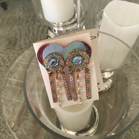 SPRINGTIME MESH PK BLU  HANDMADE EARRINGS - Picture 1 of 1